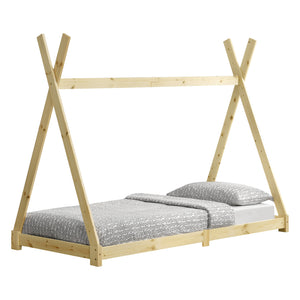 Letto per Bambino a Forma di Tenda Indiana 90 x 200 cm Lettino Tipi in Legno di Pino Design in Stile Montessori - Vari Colori
