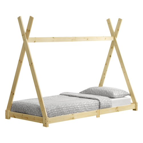 Letto per Bambino a Forma di Tenda Indiana 90 x 200 cm Lettino Tipi in Legno di Pino Design in Stile Montessori - Vari Colori
