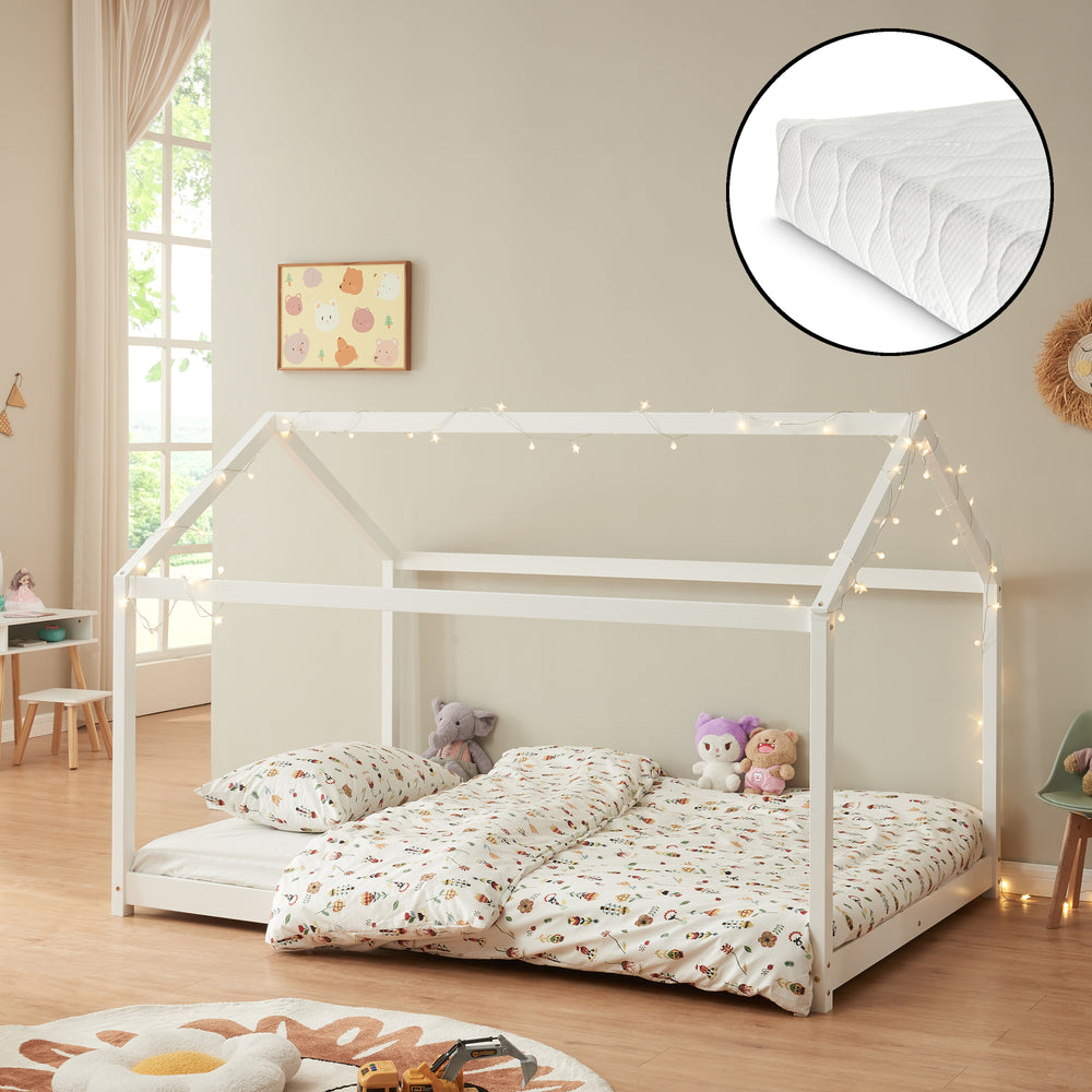 Letto per bambini Cerro con materasso in schiuma fredda bianco in varie misure [en.casa] - premiumXL