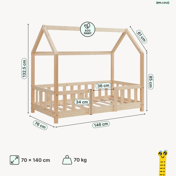 Letto per Cameretta Sisimiut a Forma di Casetta con Materasso [en.casa] [neu.haus]