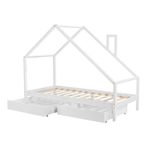 Lit d'Enfant Assling Forme Maison Capacité 100 kg 90 x 200 cm plusieurs couleurs [en.casa]