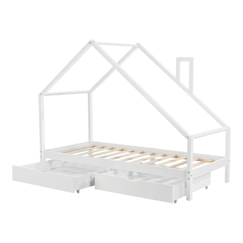 Lit d'Enfant Assling Forme Maison Capacité 100 kg 90 x 200 cm plusieurs couleurs [en.casa]