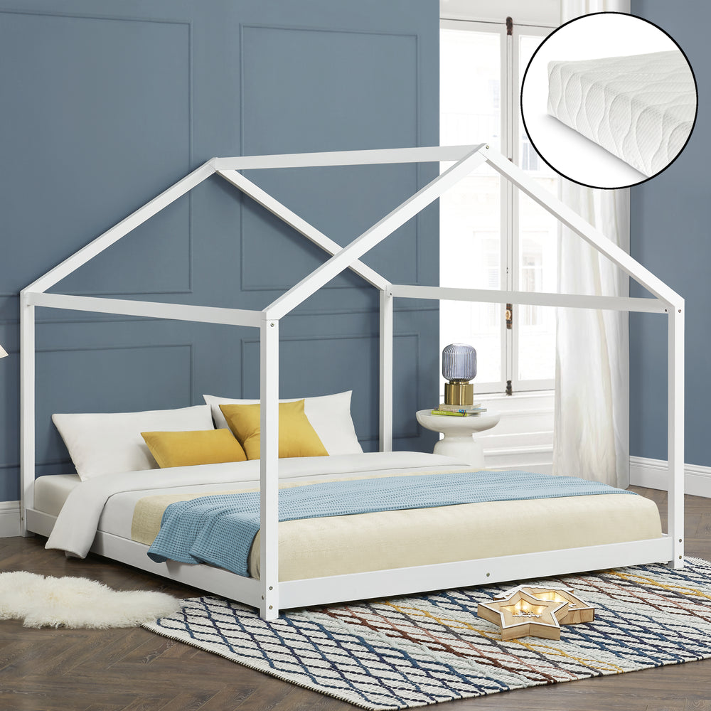 Letto per bambini Cerro con materasso in schiuma fredda bianco in varie misure [en.casa] - premiumXL