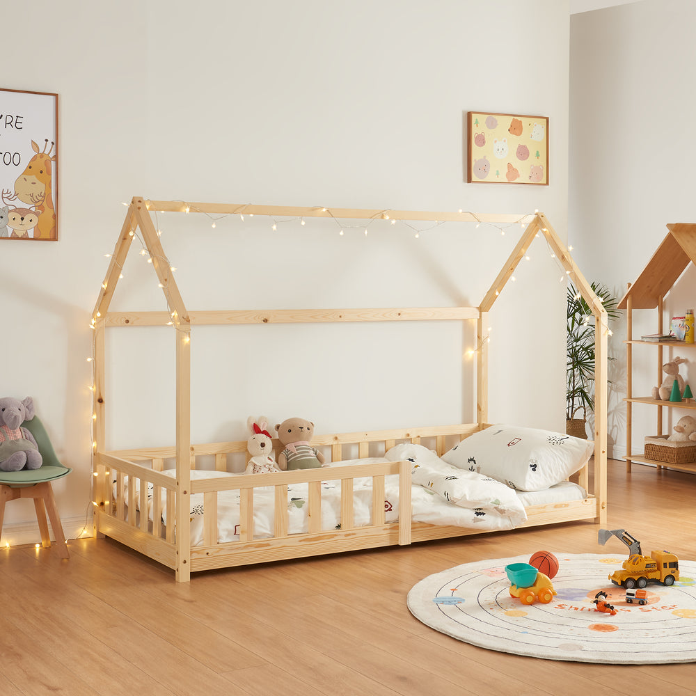 Lit cabane Hesel avec barrière de sécurité [en.casa] - premiumXL