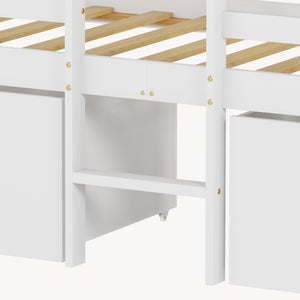 Letto Casetta per Bambini Surnadal con Materasso 90x200 cm Cassetti e Sbarre [en.casa] 