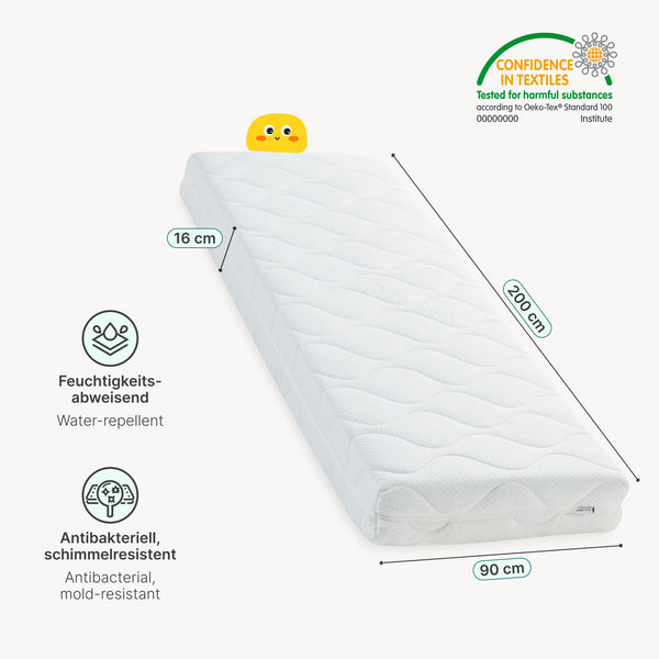 Letto a casa Rila in stile Montessori con materasso e protezione anticaduta 90x200 cm [en.casa]