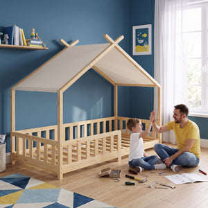 Letto a casa Rila in stile Montessori con protezione anticaduta 90x200 cm [en.casa]