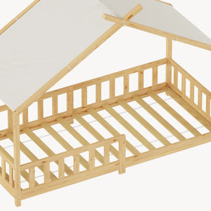 Letto a casa Rila in stile Montessori con protezione anticaduta 90x200 cm [en.casa]