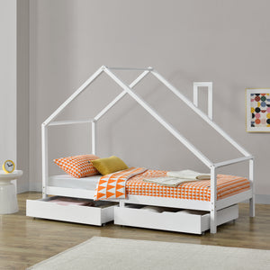 Lit d'Enfant Assling Forme Maison Capacité 100 kg 90 x 200 cm plusieurs couleurs [en.casa]
