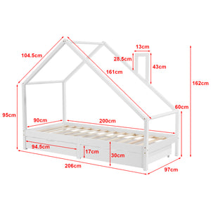 Lit d'Enfant Assling Forme Maison Capacité 100 kg 90 x 200 cm plusieurs couleurs [en.casa]