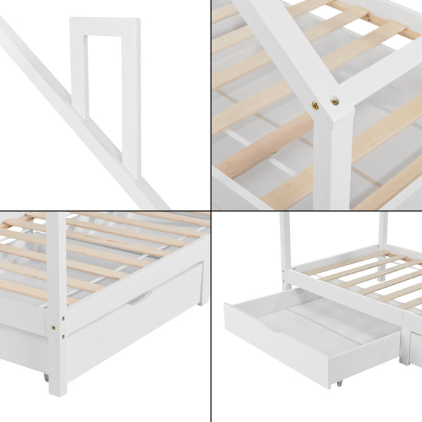 Lit d'Enfant Assling Forme Maison Capacité 100 kg 90 x 200 cm plusieurs couleurs [en.casa]
