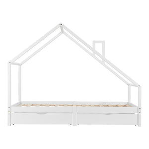 Lit d'enfant Assling de Forme Maison Matelas Capacité 100 kg 90x200 cm plusieurs couleurs [en.casa]