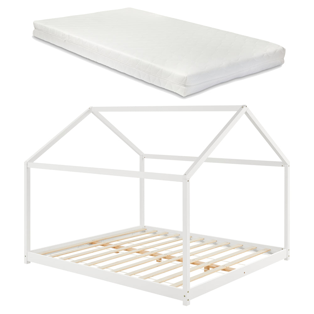 Letto per bambini Cerro con materasso in schiuma fredda bianco in varie misure [en.casa] - premiumXL