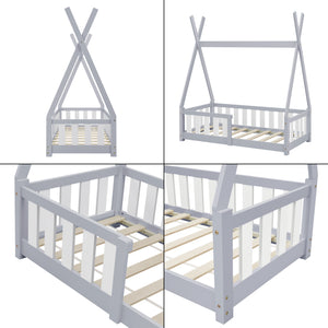 Letto a Capanna Helsingborg con Sponde 70 x 140 cm [en.casa] 