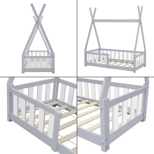 Letto a Capanna Helsingborg con Sponde 70 x 140 cm [en.casa] 