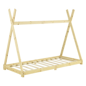 Letto per Bambino a Forma di Tenda Indiana 90 x 200 cm Lettino Tipi in Legno di Pino Design in Stile Montessori - Vari Colori