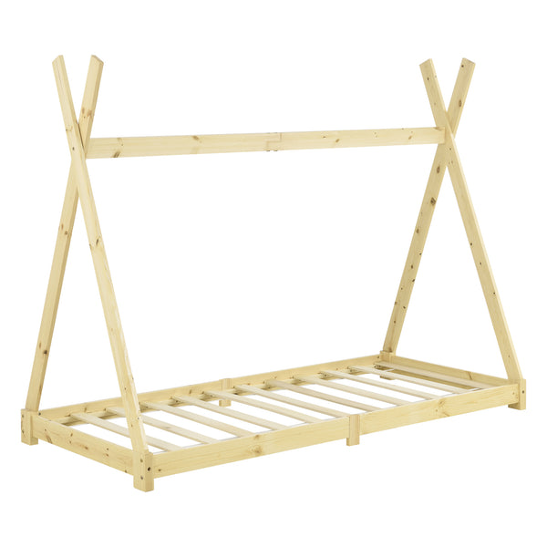 Letto per Bambino a Forma di Tenda Indiana 90 x 200 cm Lettino Tipi in Legno di Pino Design in Stile Montessori - Vari Colori