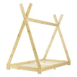 Letto per Bambino a Forma di Tenda Indiana 90 x 200 cm Lettino Tipi in Legno di Pino Design in Stile Montessori - Vari Colori