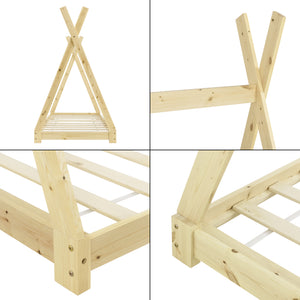 Letto per Bambino a Forma di Tenda Indiana 90 x 200 cm Lettino Tipi in Legno di Pino Design in Stile Montessori - Vari Colori