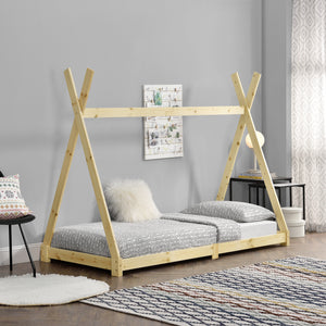 Letto per Bambino a Forma di Tenda Indiana 90 x 200 cm Lettino Tipi in Legno di Pino Design in Stile Montessori - Vari Colori