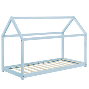 [en.casa] Lit D'enfant avec Matela Cadre de Lit 206 x 98 x 142 cm Matela Mousse Froid 90 x 200 cm Maison Bois Blanc 
