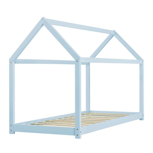 [en.casa] Lit D'enfant avec Matela Cadre de Lit 206 x 98 x 142 cm Matela Mousse Froid 90 x 200 cm Maison Bois Blanc 