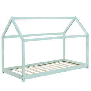 [en.casa] Lit D'enfant avec Matela Cadre de Lit 206 x 98 x 142 cm Matela Mousse Froid 90 x 200 cm Maison Bois Blanc 