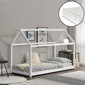 [en.casa] Lit D'enfant avec Matela Cadre de Lit 206 x 98 x 142 cm Matela Mousse Froid 90 x 200 cm Maison