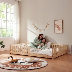 Letto Montessori per Cameretta Tanna in Legno di Pino con Materasso a Schiuma Fredda - Vari Colori e Misure [en.casa]