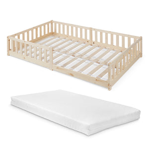 Letto Montessori per Cameretta Tanna in Legno di Pino con Materasso a Schiuma Fredda - Vari Colori e Misure [en.casa]