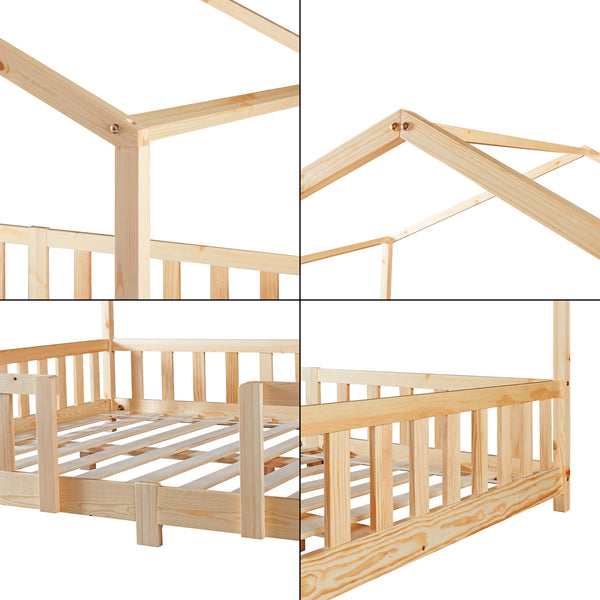 Lit d'enfant en forme de maison Treviolo bois de pin [en.casa]