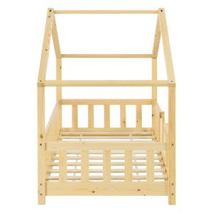 Lit d'enfant en forme de maison Treviolo bois de pin [en.casa]