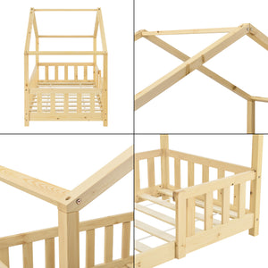 Lit d'enfant en forme de maison Treviolo bois de pin [en.casa]