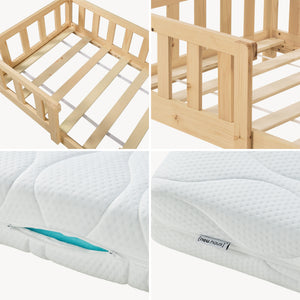 Letto per Cameretta Treviolo a Forma di Casetta in Stile Montessori con Materasso [en.casa]