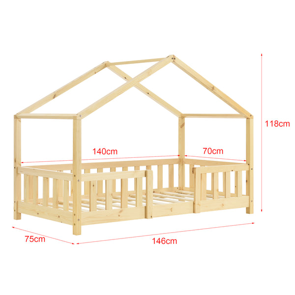 Lit d'enfant en forme de maison Treviolo avec matelas bois de pin [en.casa]
