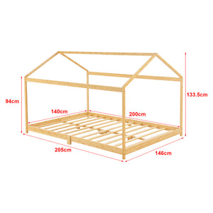 Lit cabane Vindafjord pour enfant bambou naturel [en.casa]
