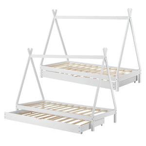 Lit Tipi avec Lit d'Appoint Cree  200 x 90 cm [en.casa]