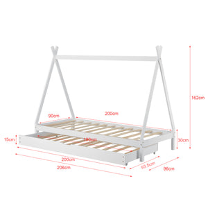 Lit Tipi avec Lit d'Appoint Cree  200 x 90 cm [en.casa]