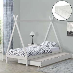Kinderbett Cree 90x200 cm Tipi Indianer mit Kaltschaummatratze [en.casa]