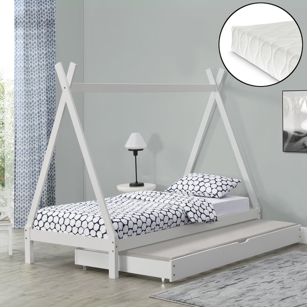 Kinderbett Cree 90x200 cm Tipi Indianer mit Kaltschaummatratze [en.casa]