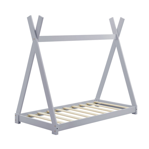 [en.casa] Letto per Bambino a Forma di Tenda Indiana con Materasso a Schiuma Fredda Lettino Tipi di Legno Pino in Stile Montessori con Materasso Anallergico Oeko-Tex Standard 100