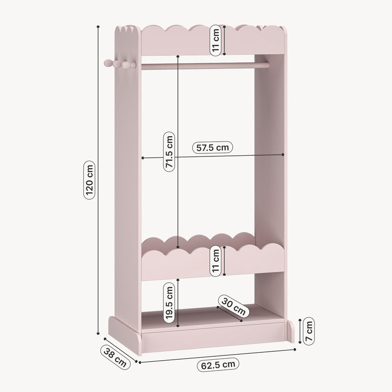 Schizzo in scala Guardaroba Vestnes per Cameretta con Specchio - Rosa [en.casa]