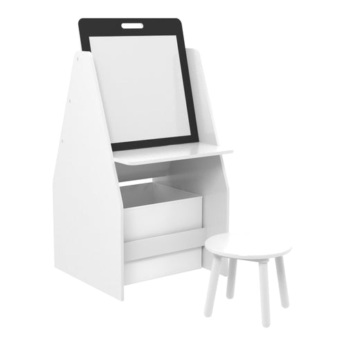Kindertisch mit Maltafel Ferrol 88x51x49 cm Weiß [en.casa]