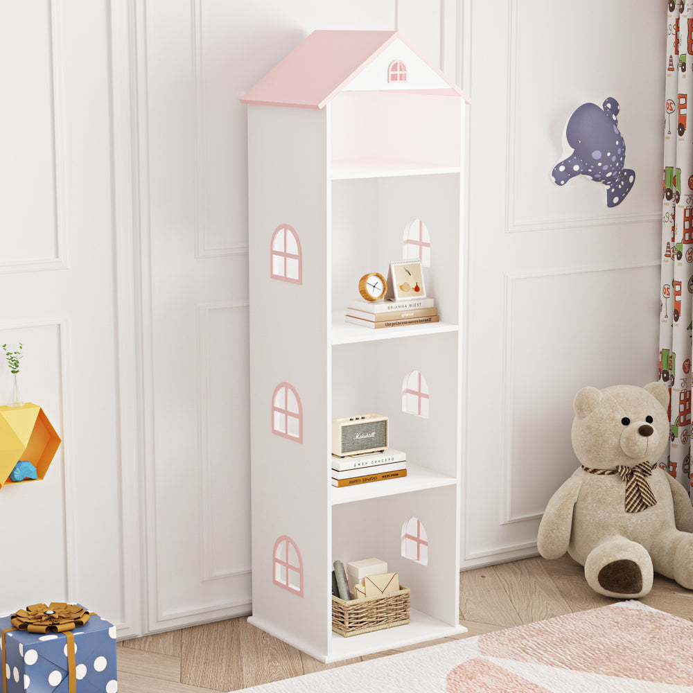 Étagère pour enfants Vipsali 140x40x35 cm blanc/rose [en.casa] - premiumXL