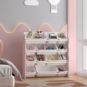 Scaffale per bambini Vestnes con 12 contenitori 78x86x27 cm Cotton Candy/Bianco [en.casa] - premiumXL