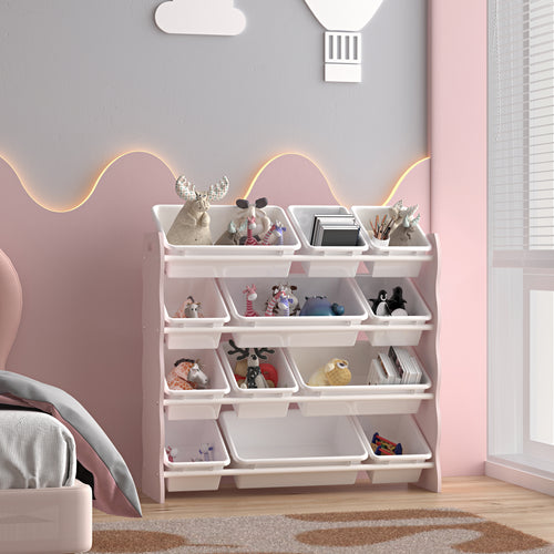 Scaffale per bambini Vestnes con 12 contenitori 78x86x27 cm Cotton Candy/Bianco [en.casa] - premiumXL