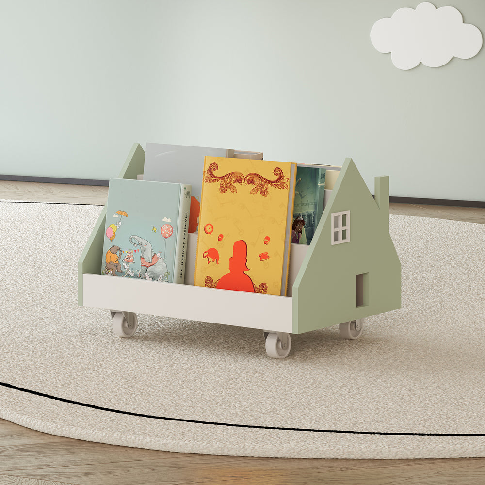 Étagère mobile pour enfants Vipsali 50x33x34 cm vert menthe/blanc [en.casa] - premiumXL