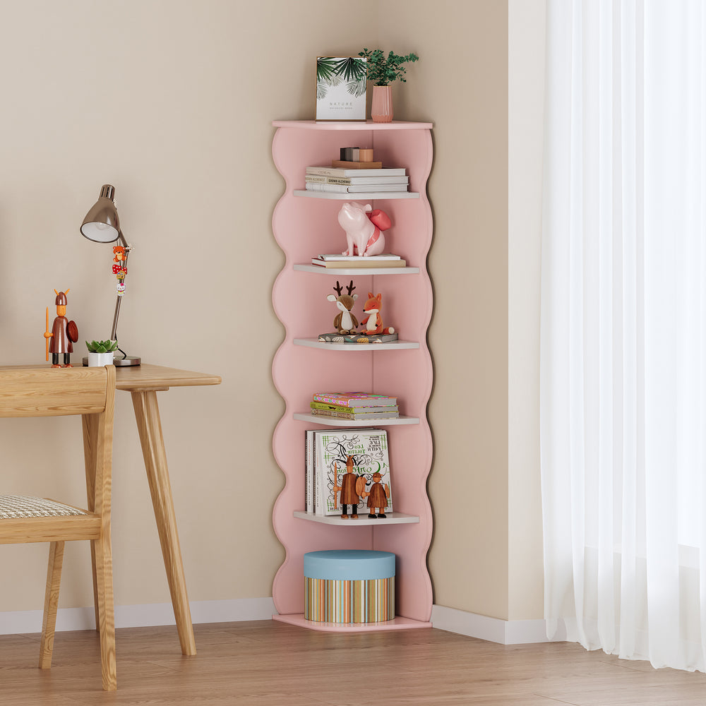 Enfants - Étagère d’angle Vestnes 108x27x27 cm Cotton Candy/Blanc [en.casa] - premiumXL