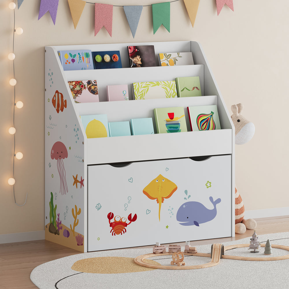 Étagère pour enfants Aarnskona 70x63x30 cm motif Aqua Dream [en.casa] - premiumXL