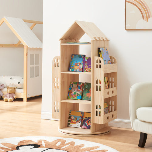 Scaffale girevole per bambini Sanköre 122x64x43 cm legno di pino naturale [en.casa] - premiumXL